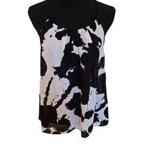 Rebecca Minkoff Womens Black White Silk Splatter Print Tank Top Small